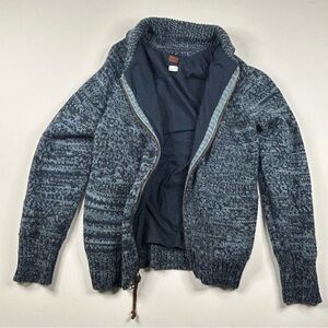 VSTR Men’s Shawl Collar Sweater Full Zip Medium Knit Thick  Hipster preppy NEW